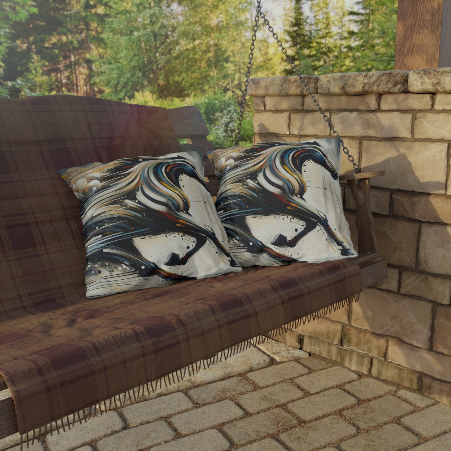 Hyperlinked Horsepower Gallop Outdoor Pillows