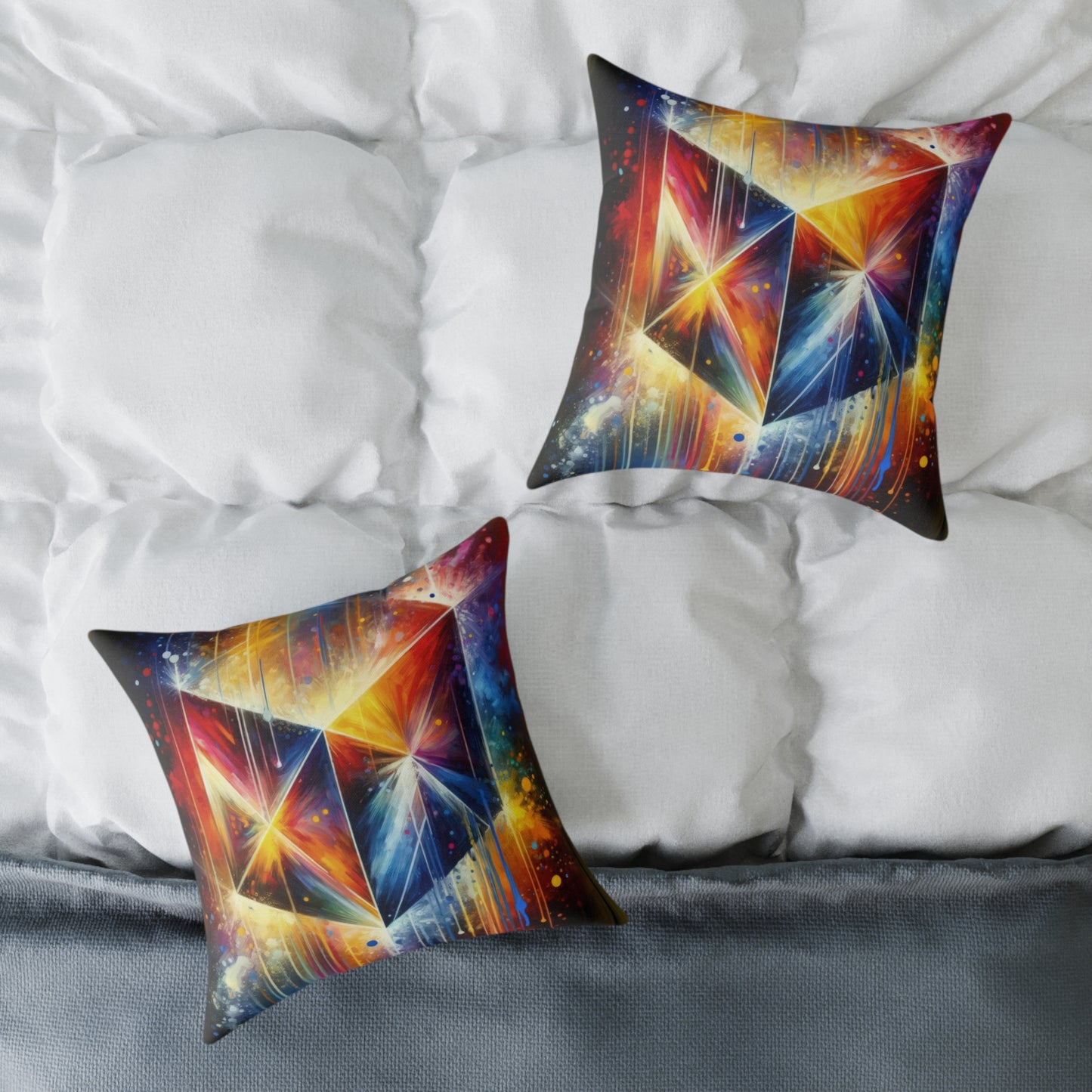 Prismatic Light Spectrum Spun Polyester Pillow