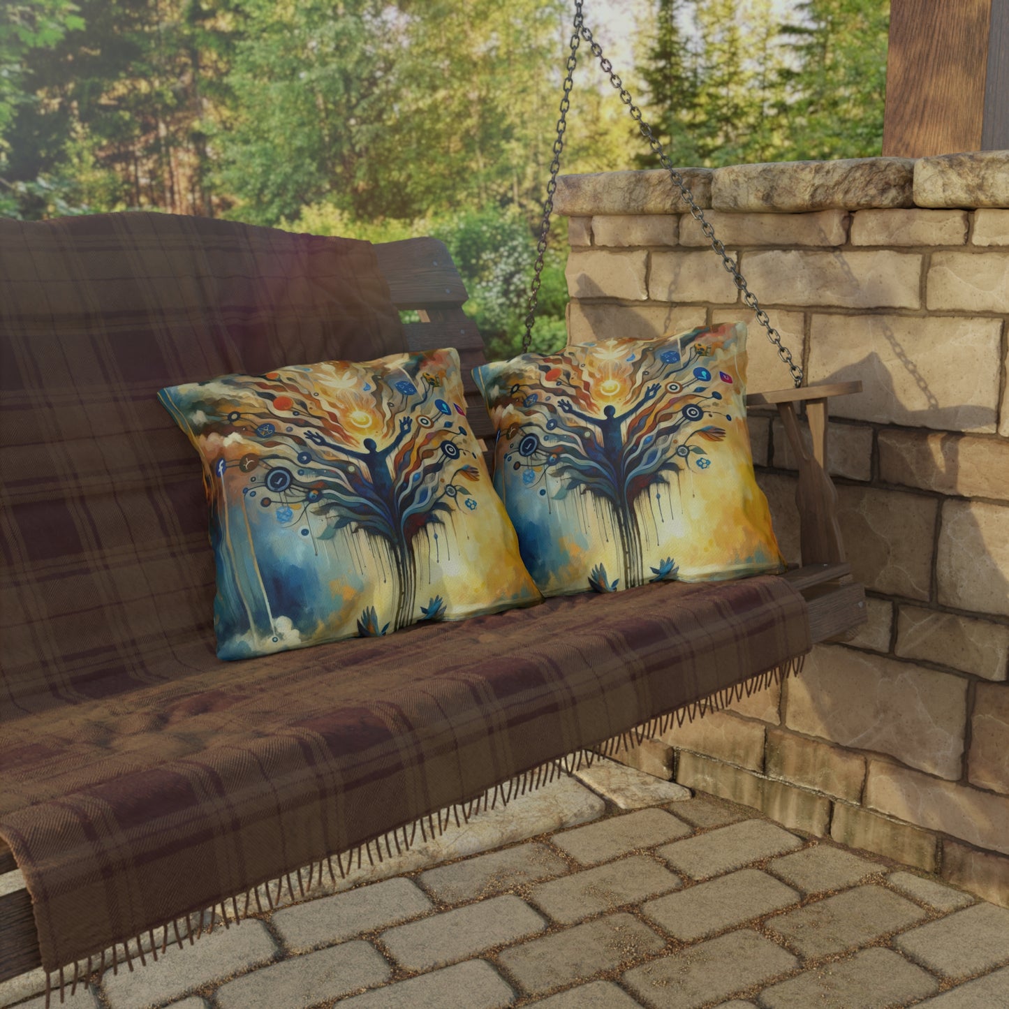 Reflective Digital Meditation Outdoor Pillows