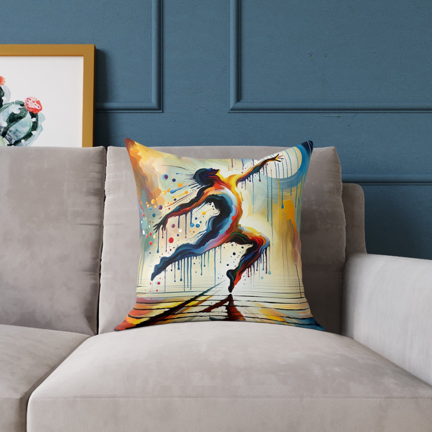Expressive Dance Reflection Spun Polyester Pillow