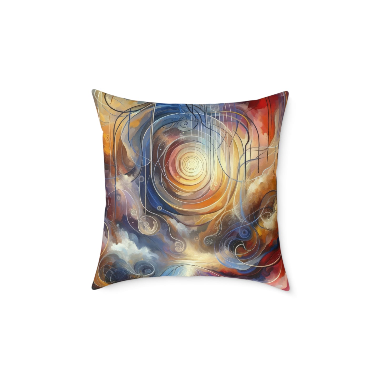 Presence Anchored Tachism Spun Polyester Pillow