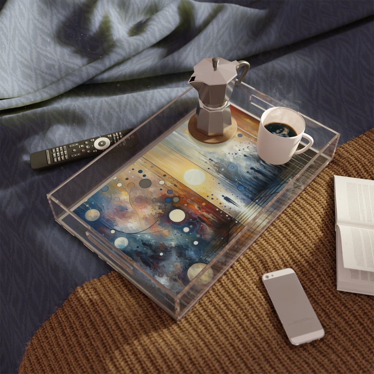 Stillness Transition Abstract Acrylic Serving Tray