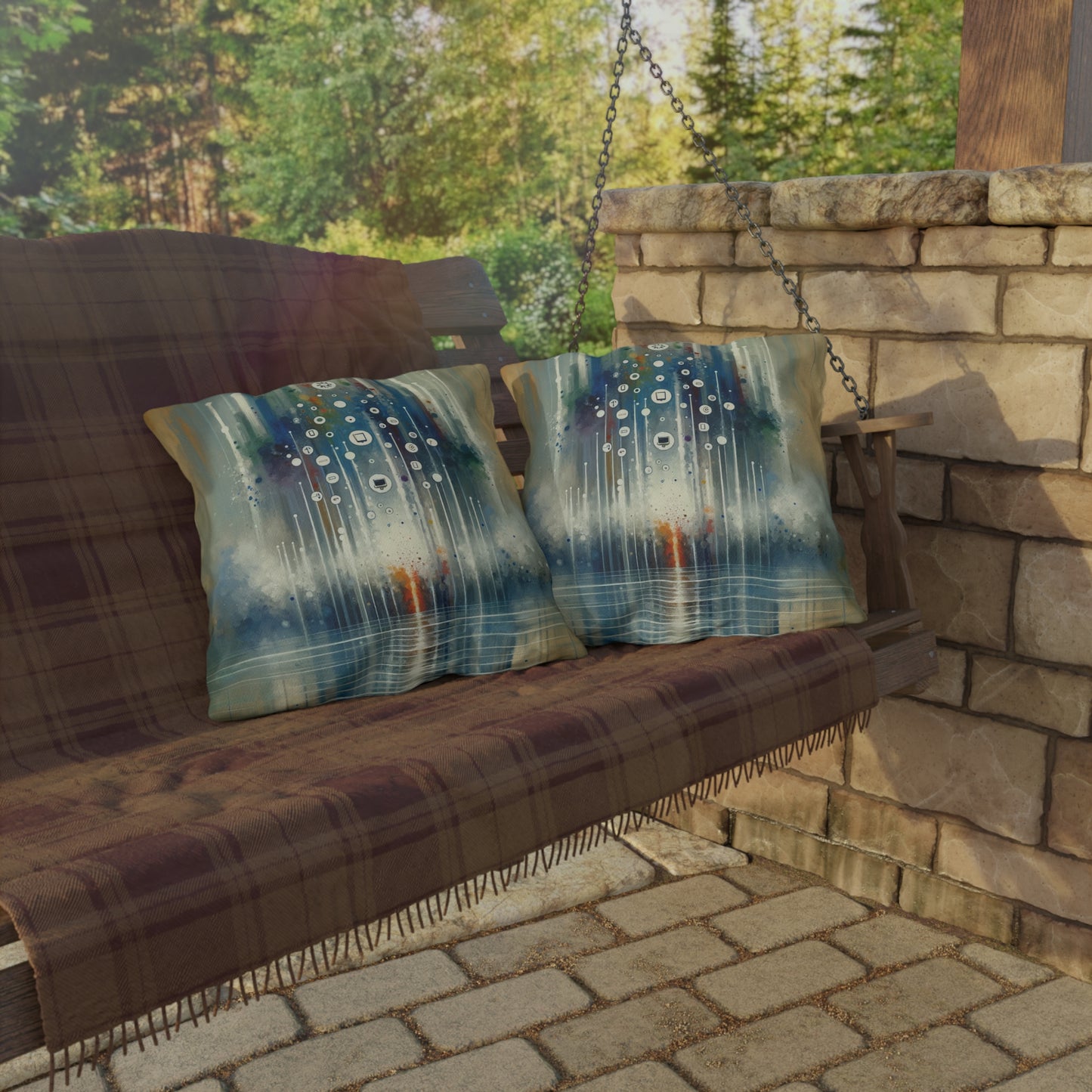 Tachism Digital Escape Outdoor Pillows