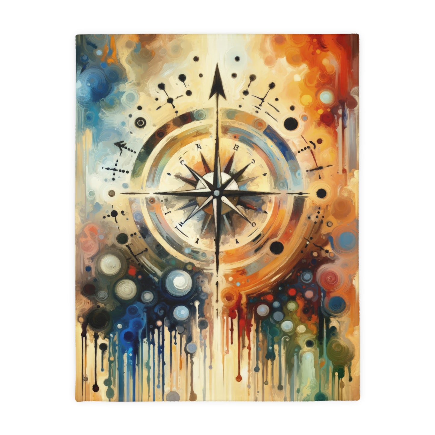 Guidance Abstract Compass Velveteen Microfiber Blanket (Two-sided print)