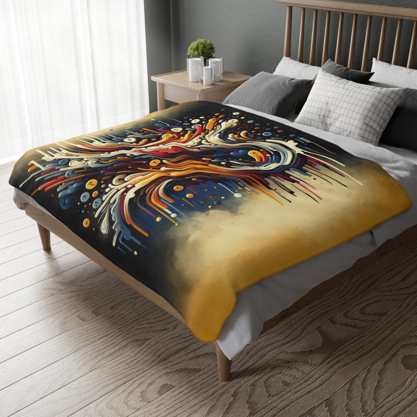 Abstract Financial Flux Velveteen Microfiber Blanket (Two-sided print)