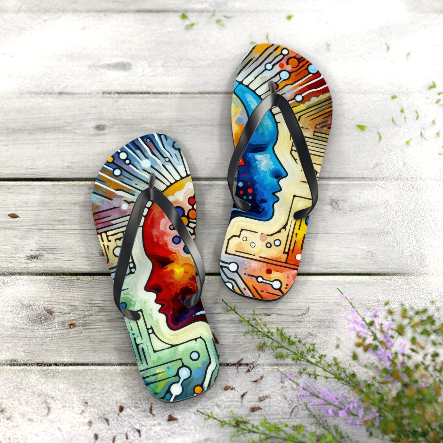 Empathetic Connection Abstract Flip Flops