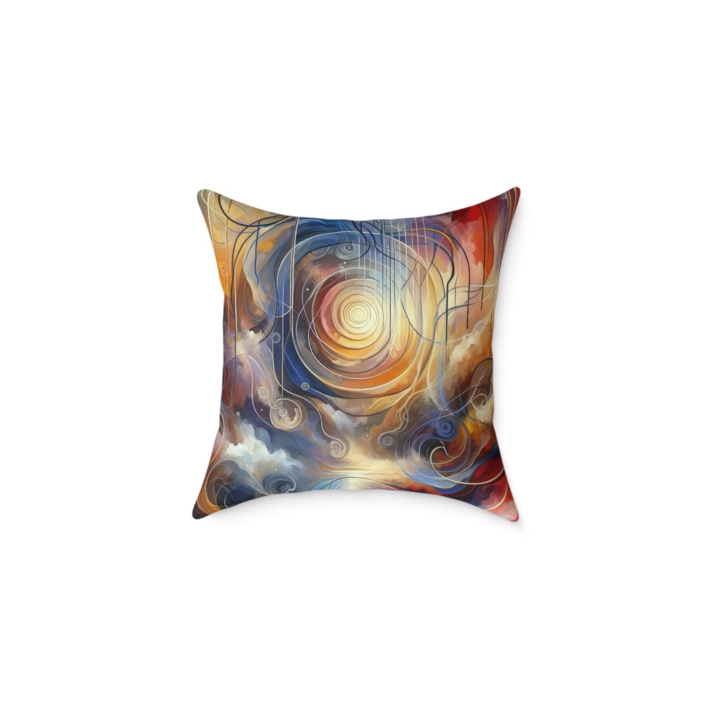 Presence Anchored Tachism Spun Polyester Pillow