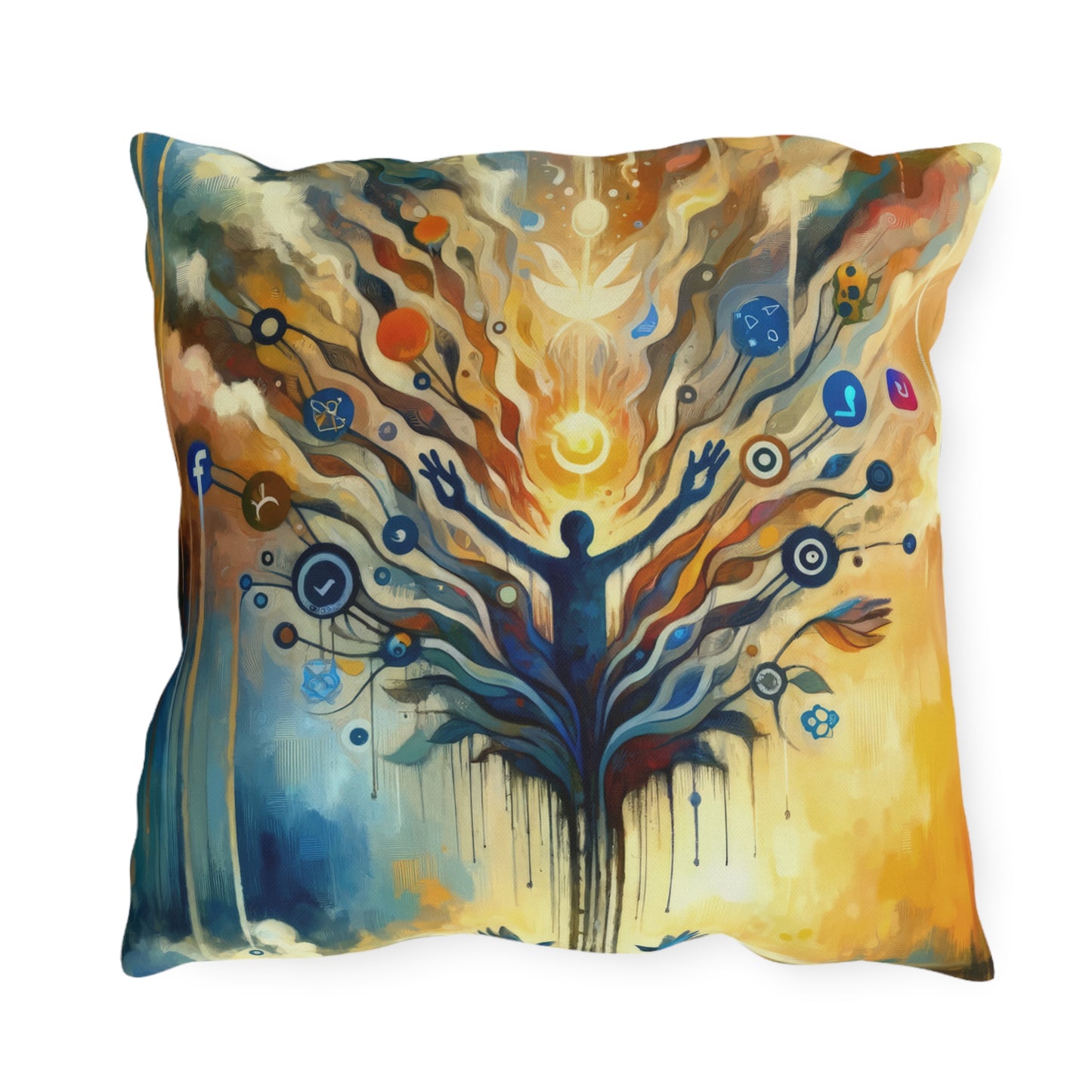 Reflective Digital Meditation Outdoor Pillows