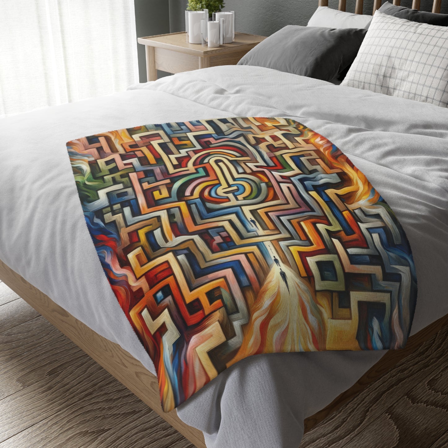 Labyrinthine Love Choices Velveteen Microfiber Blanket (Two-sided print)