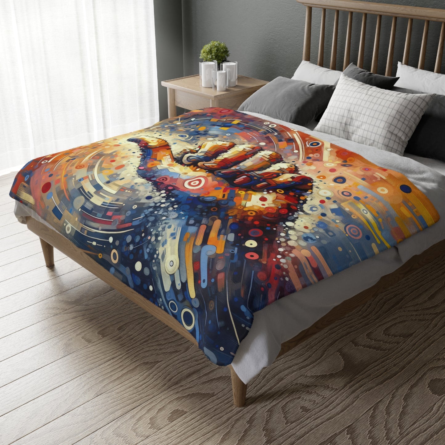 Digital Gratitude Nod Velveteen Microfiber Blanket (Two-sided print)