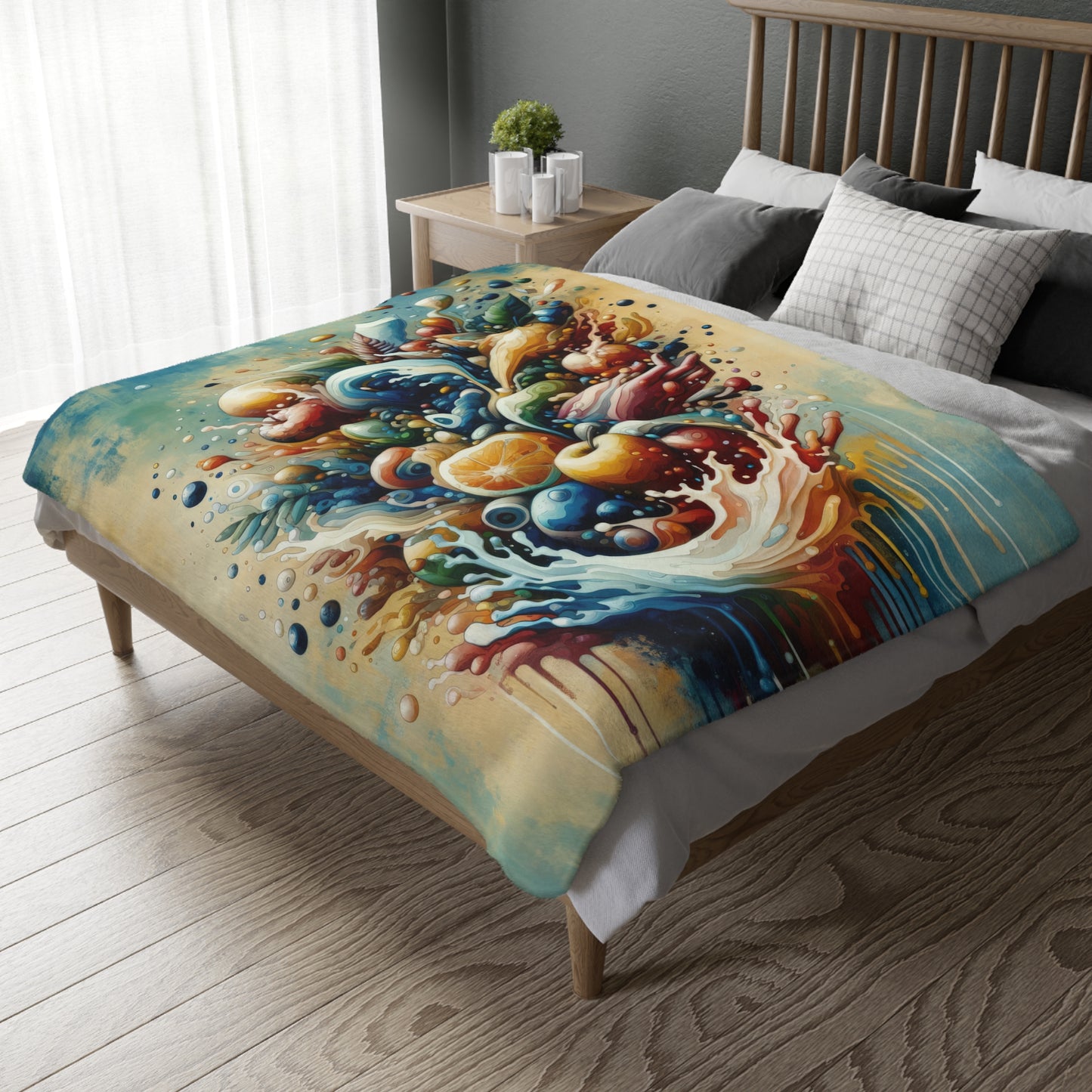 Nourishing Tachism Symphony Velveteen Microfiber Blanket (Two-sided print)