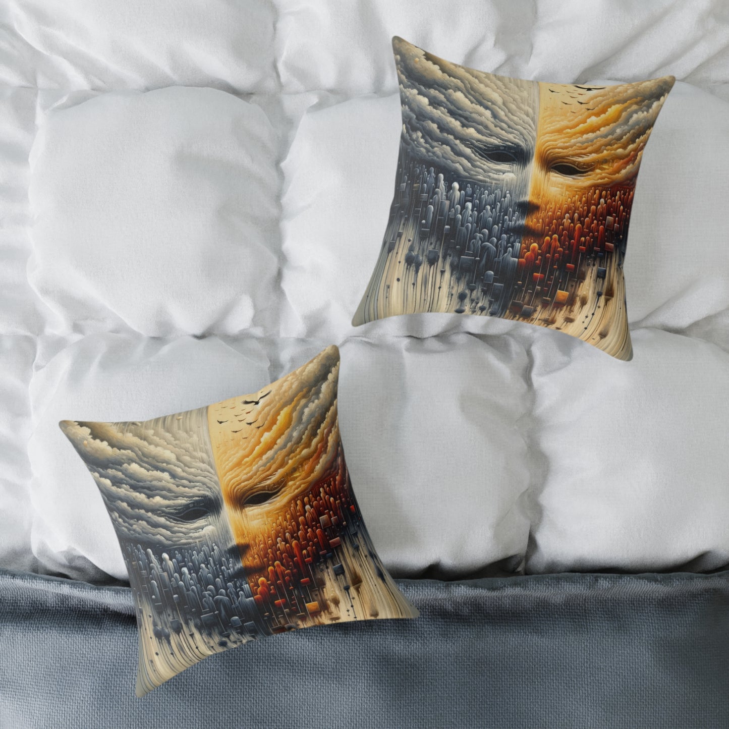 Subdued Revolutionary Currents Spun Polyester Pillow