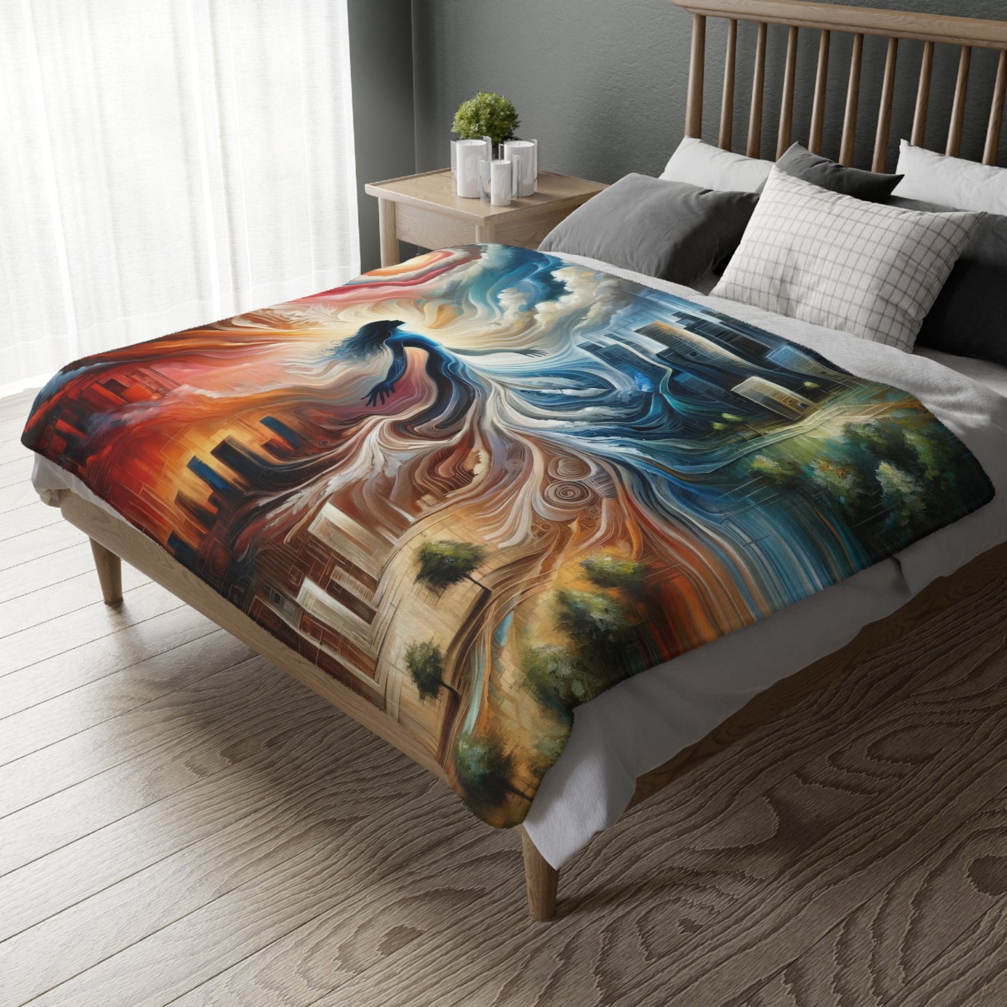 Transformative Tachism Emergence Velveteen Microfiber Blanket (Two-sided print)