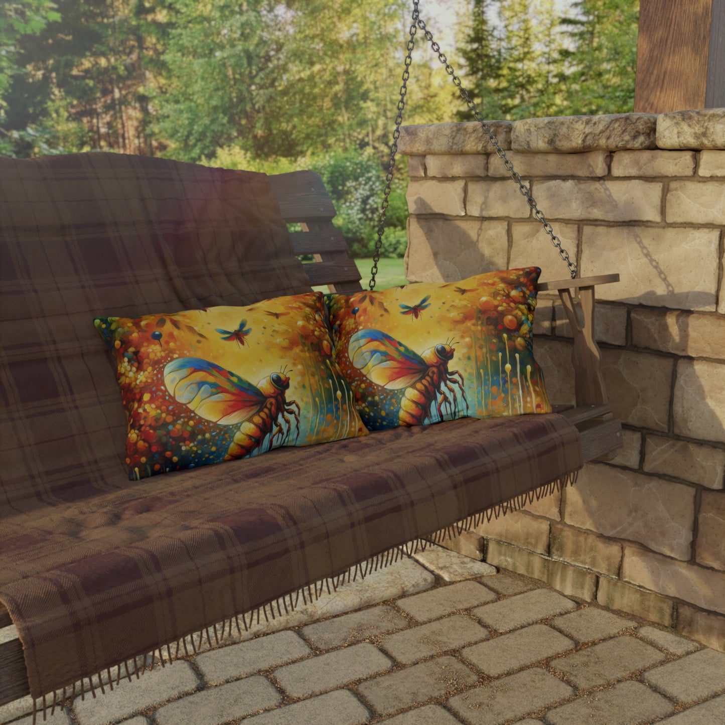 Seasonal Cicada Vibrance Outdoor Pillows