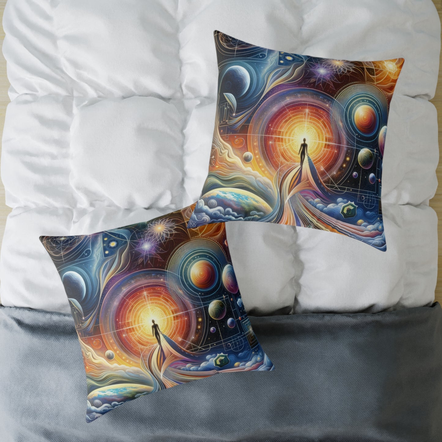 Unified Cosmic Alignment Spun Polyester Pillow