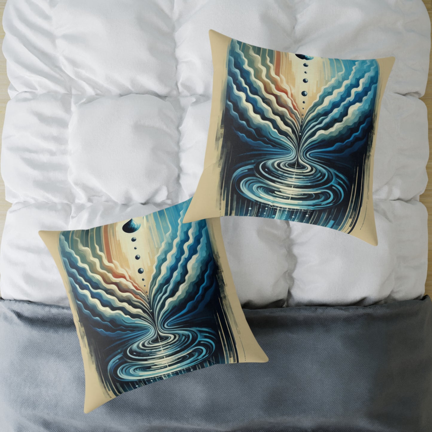 Ripple Effect Abstract Spun Polyester Pillow