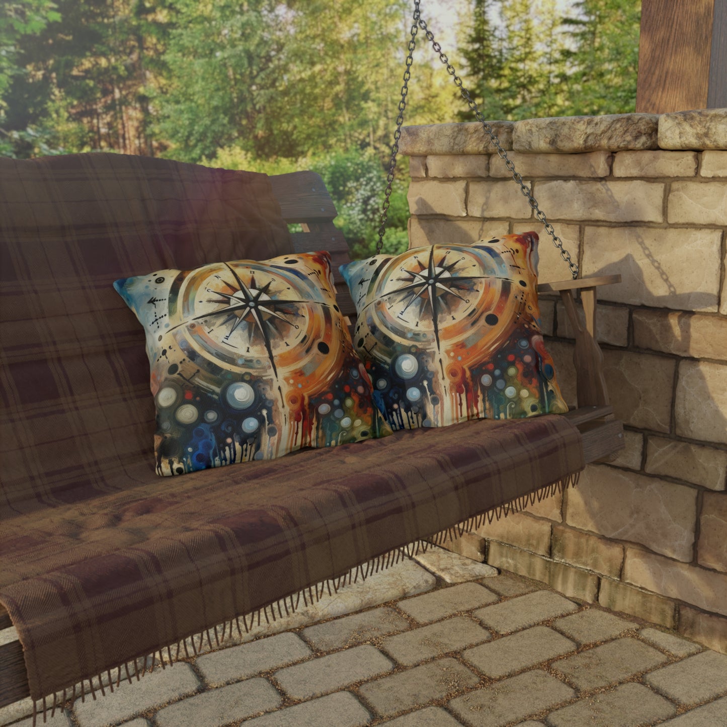 Guidance Abstract Compass Outdoor Pillows