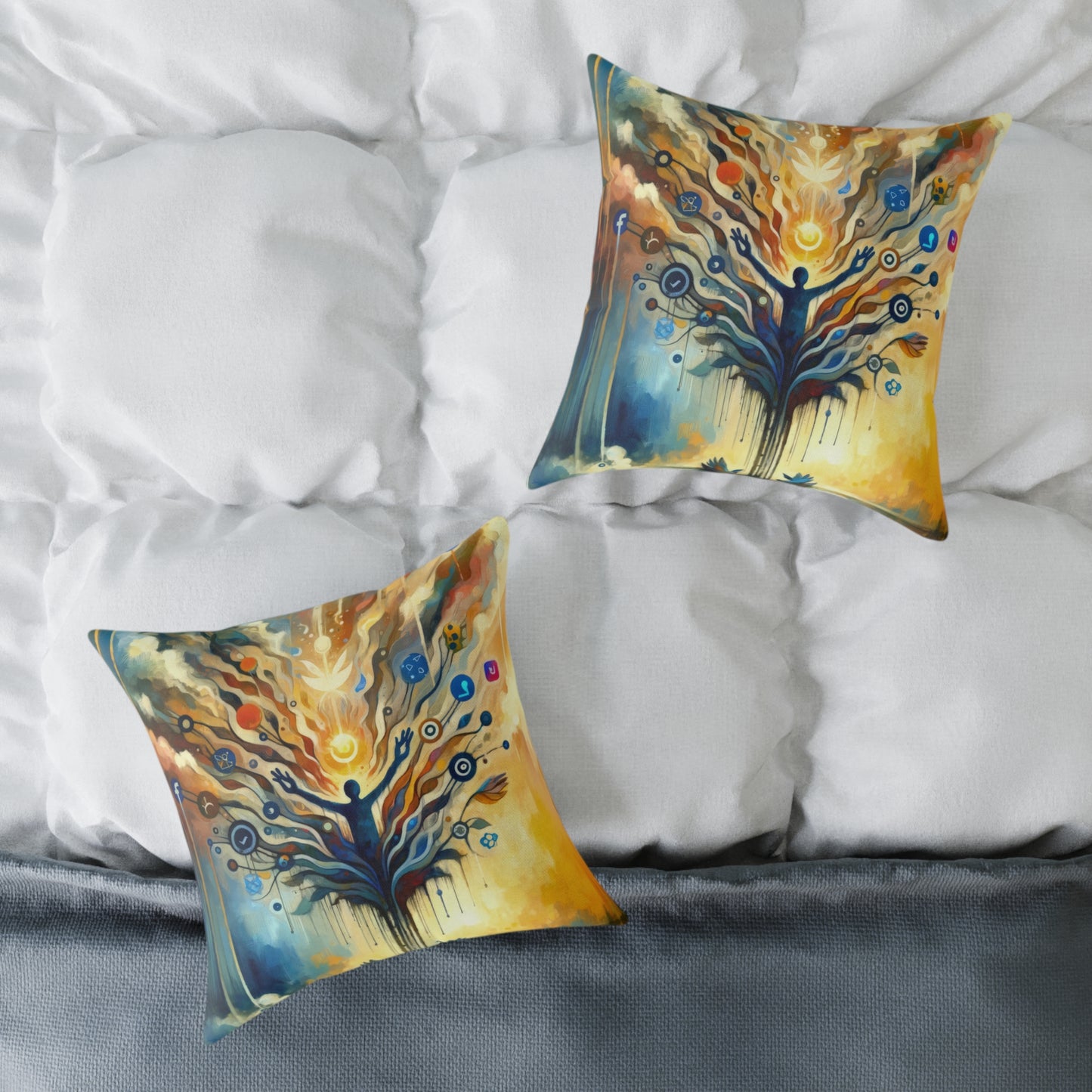Reflective Digital Meditation Spun Polyester Pillow