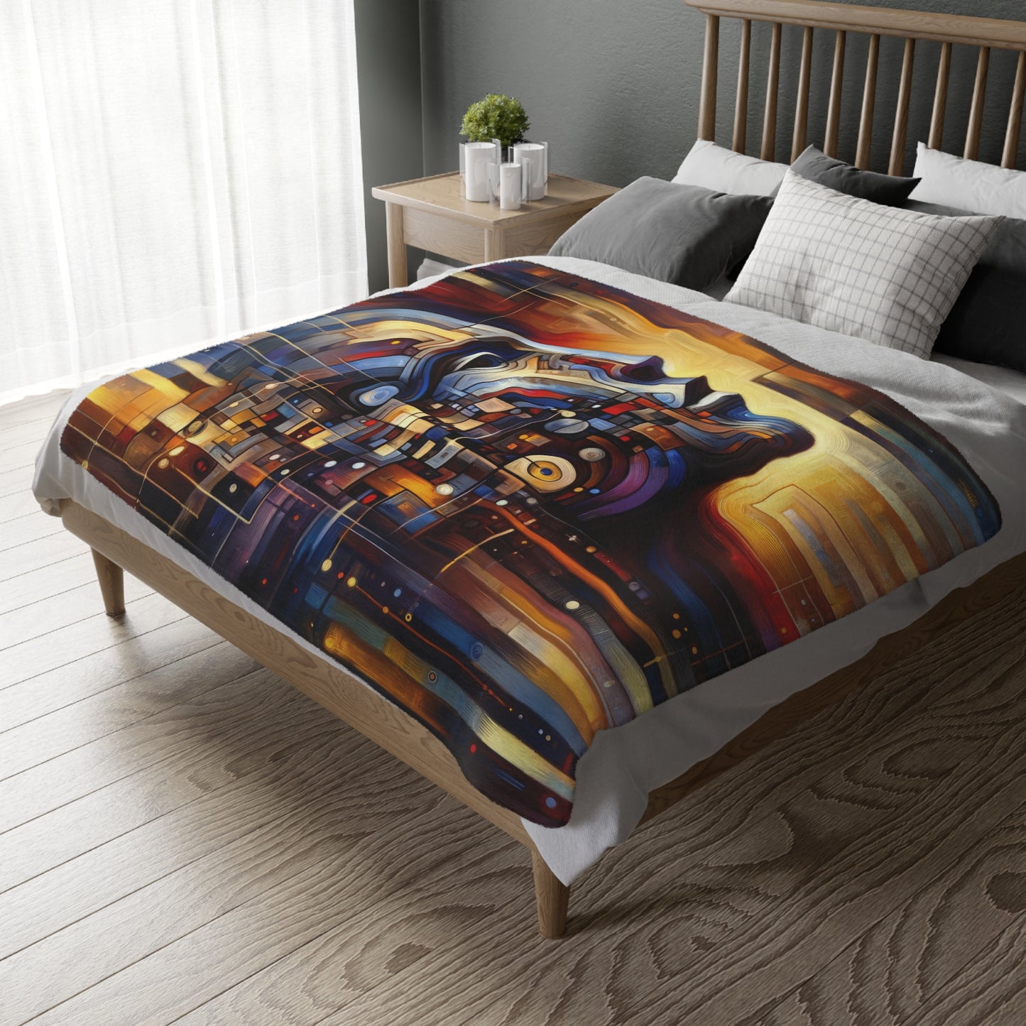 Reflective Tachism Shield Velveteen Microfiber Blanket (Two-sided print)