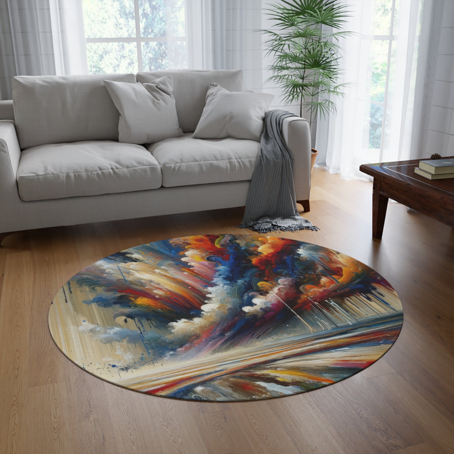 Grandiose Transformation Tachism Round Rug