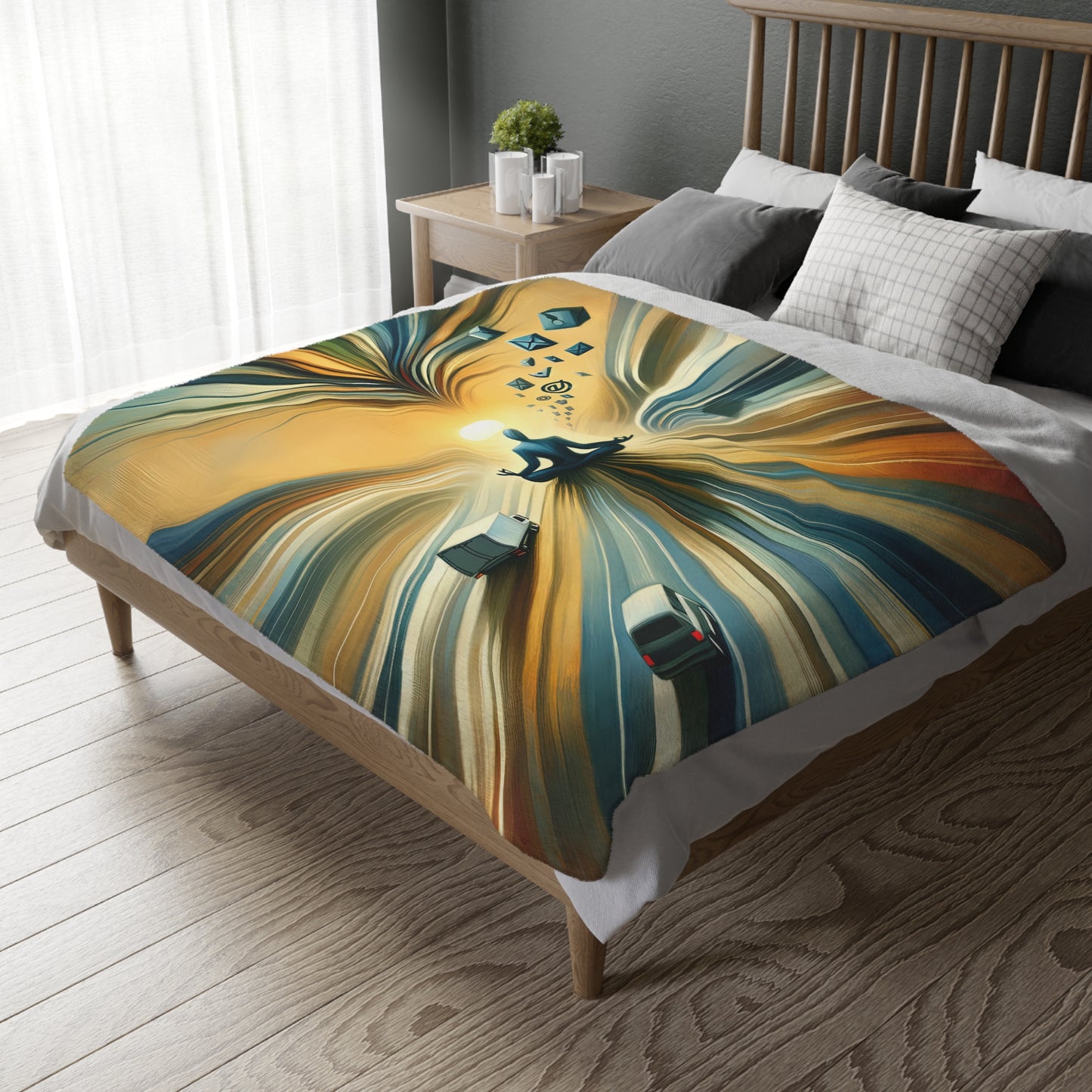 Meditative Commute Flow Velveteen Microfiber Blanket (Two-sided print)