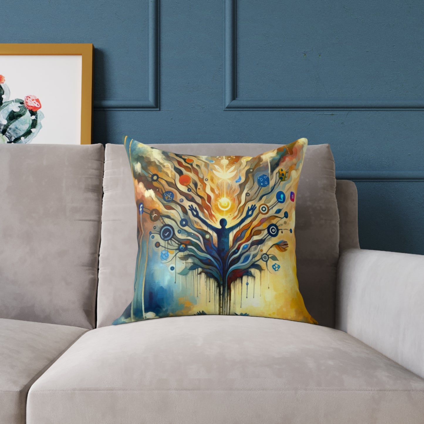 Reflective Digital Meditation Spun Polyester Pillow