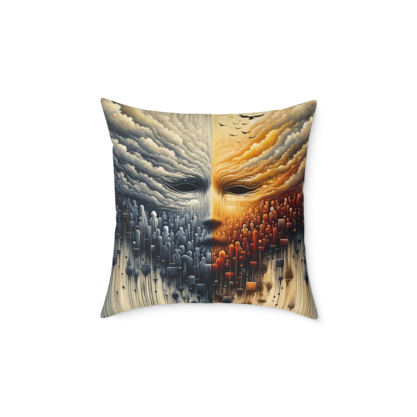 Subdued Revolutionary Currents Spun Polyester Pillow