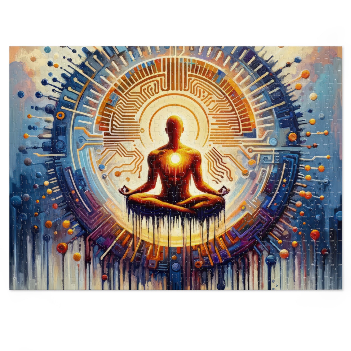 Meditative Technological Fusion Jigsaw Puzzle (30, 110, 252, 500,1000-Piece)