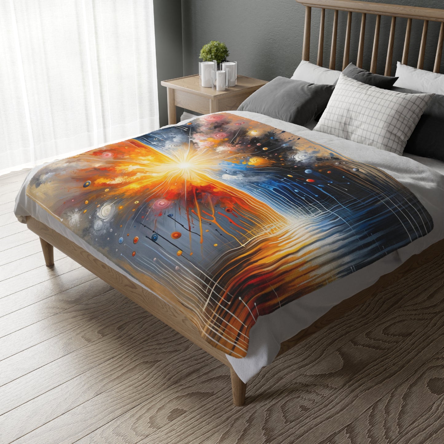Luminous Abstract Tachism Velveteen Microfiber Blanket (Two-sided print)