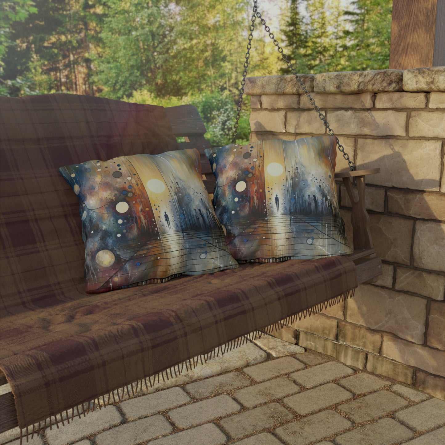 Stillness Transition Abstract Outdoor Pillows