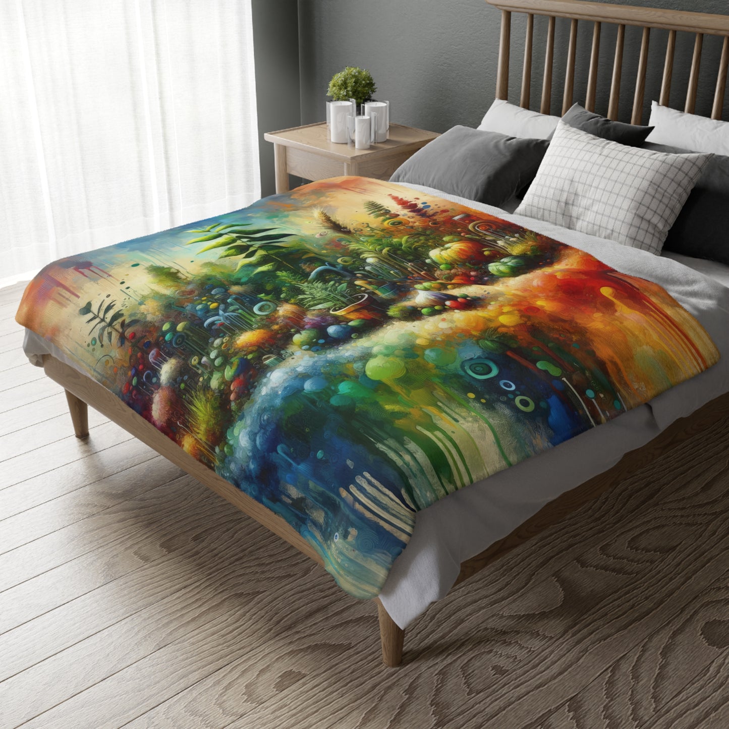 Communal Garden Microcosm Velveteen Microfiber Blanket (Two-sided print)