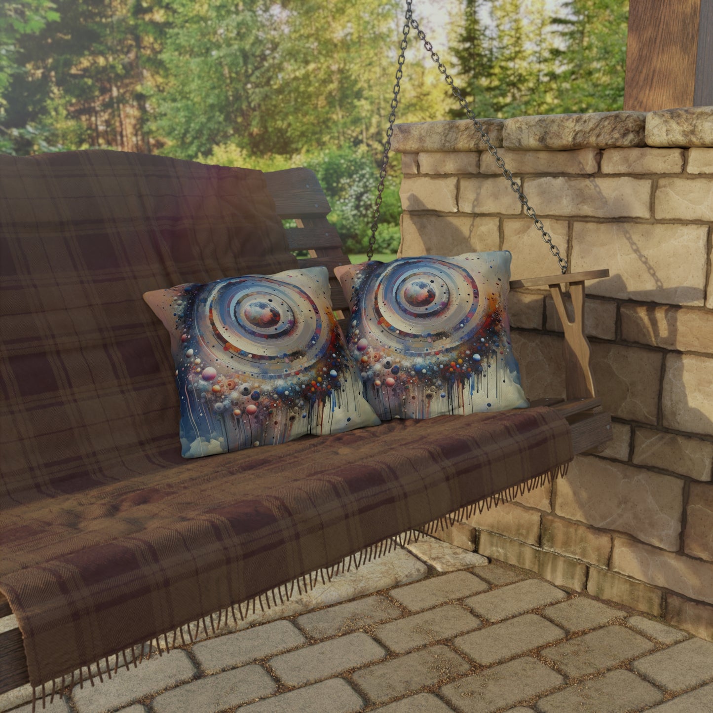Conscious Rings Tachism Outdoor Pillows