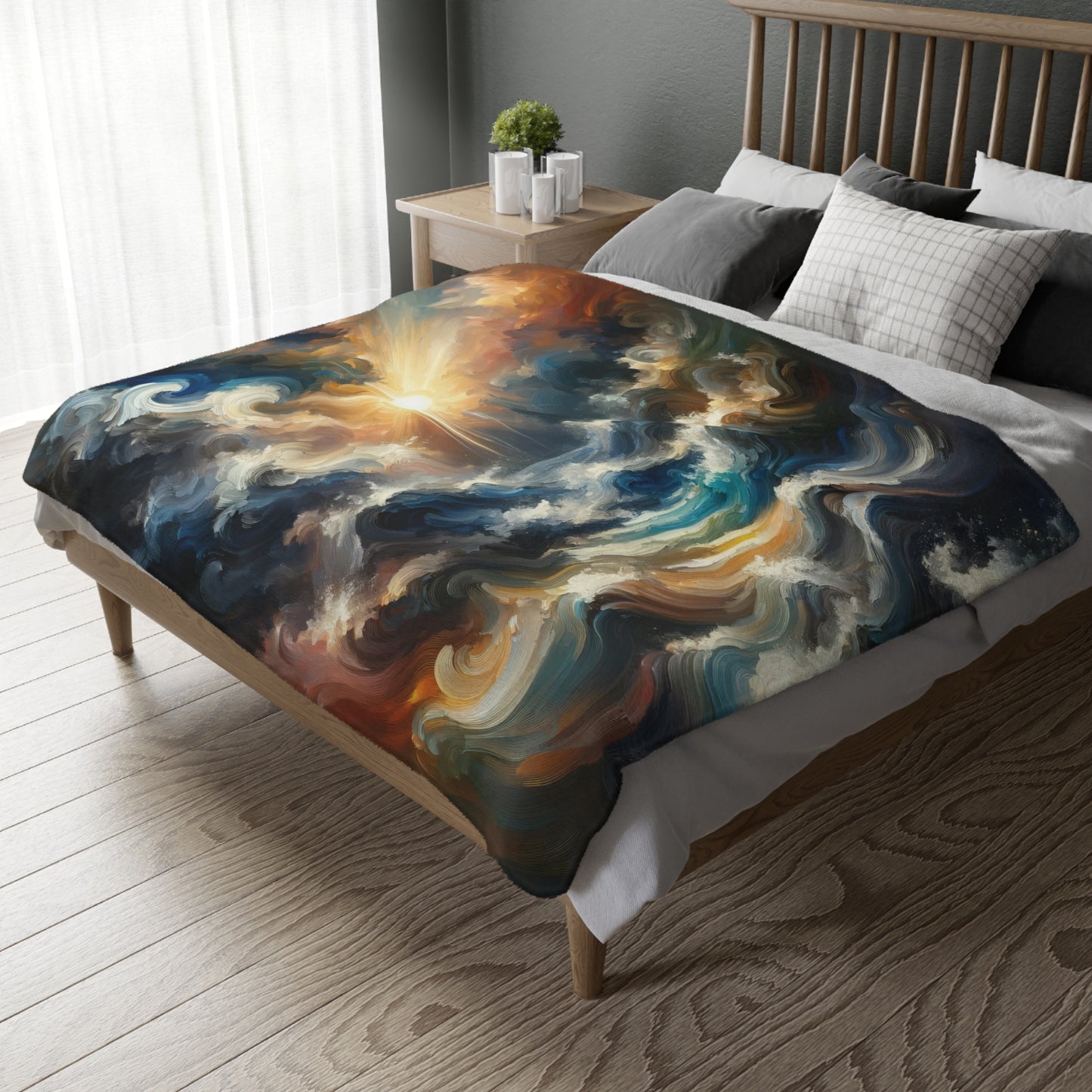 Tumultuous Sea Enlightenment Velveteen Microfiber Blanket (Two-sided print)