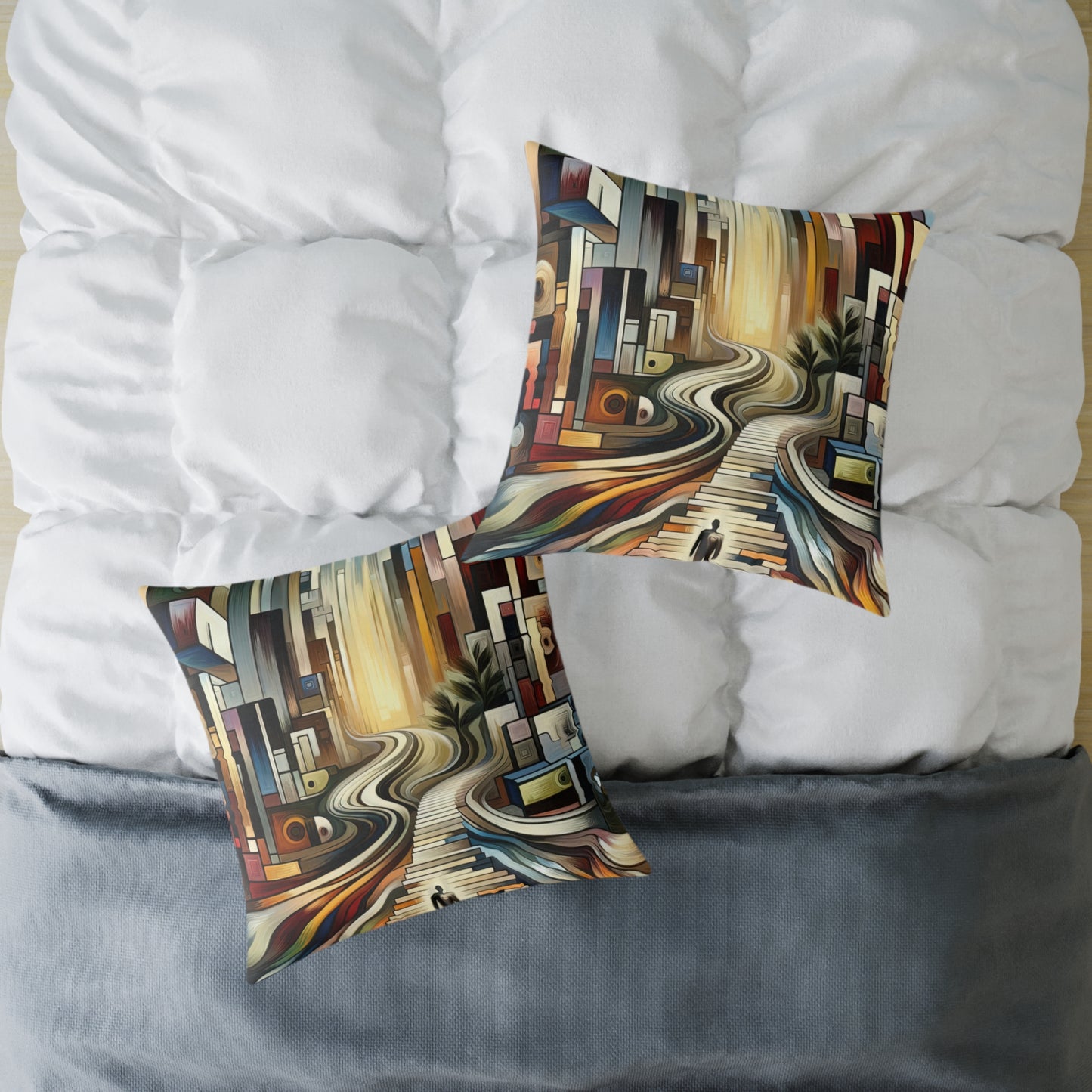 Relatable Journey Abstraction Spun Polyester Pillow