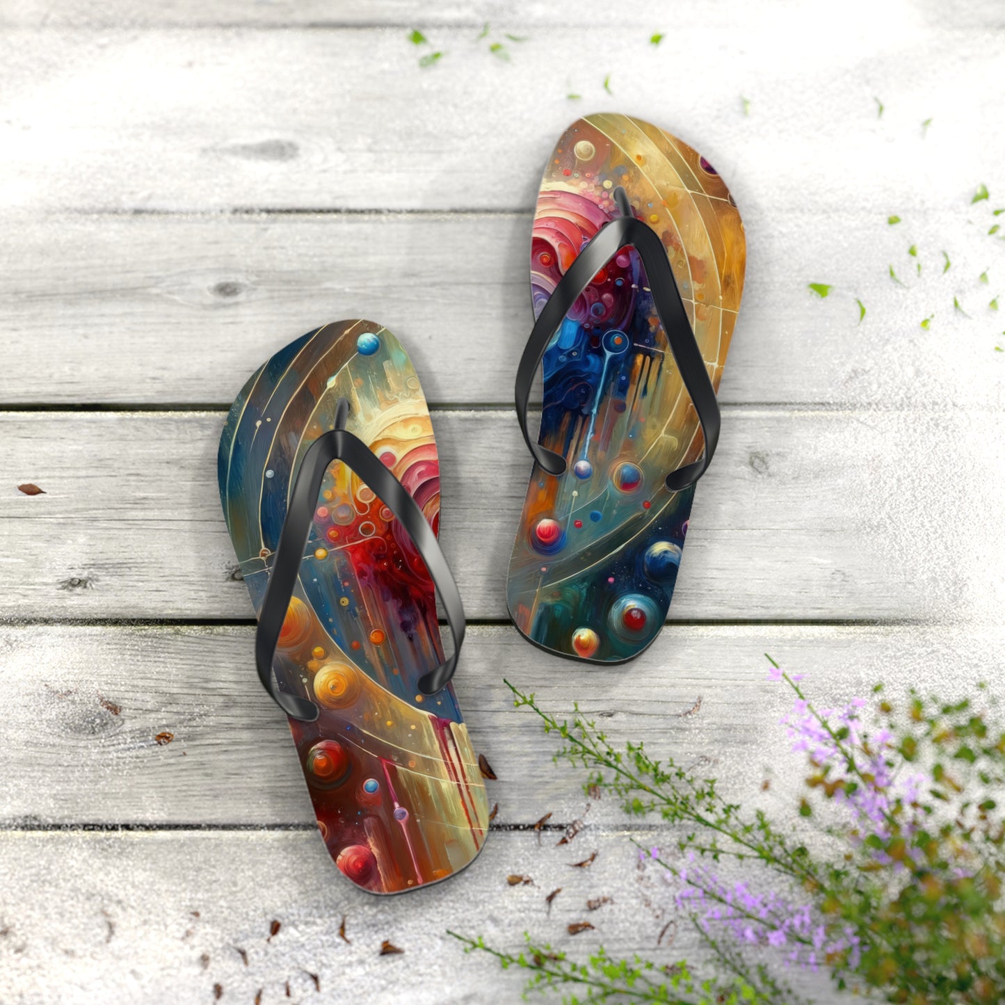 Unified Heart Reflections Flip Flops