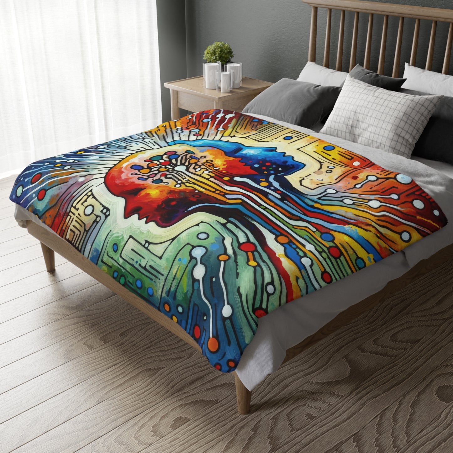 Empathetic Connection Abstract Velveteen Microfiber Blanket (Two-sided print)