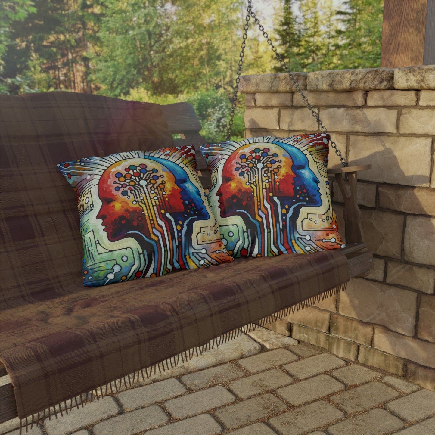 Empathetic Connection Abstract Outdoor Pillows