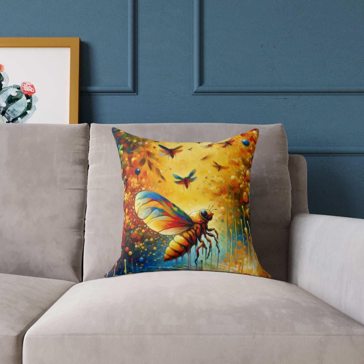 Seasonal Cicada Vibrance Spun Polyester Pillow