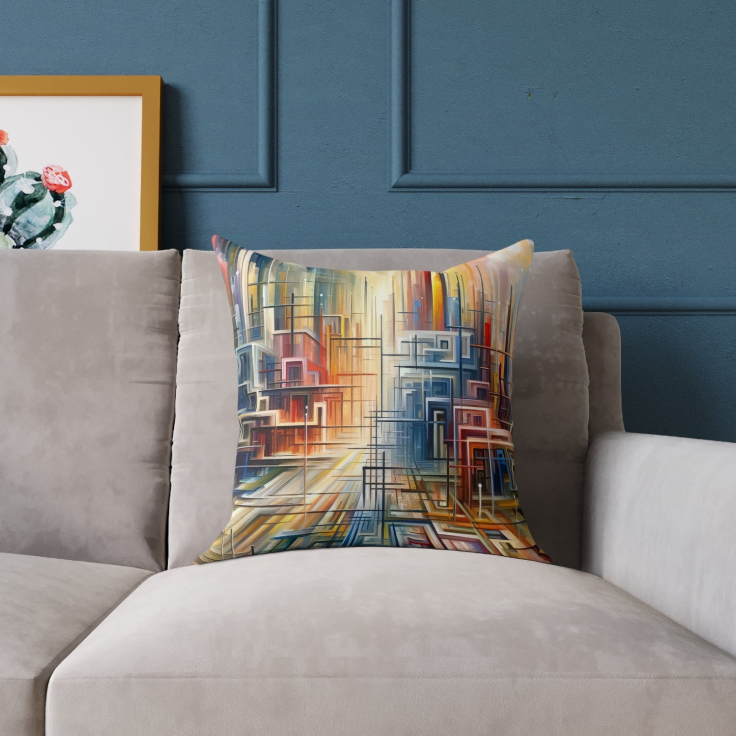 Urban Flow Interconnectedness Spun Polyester Pillow