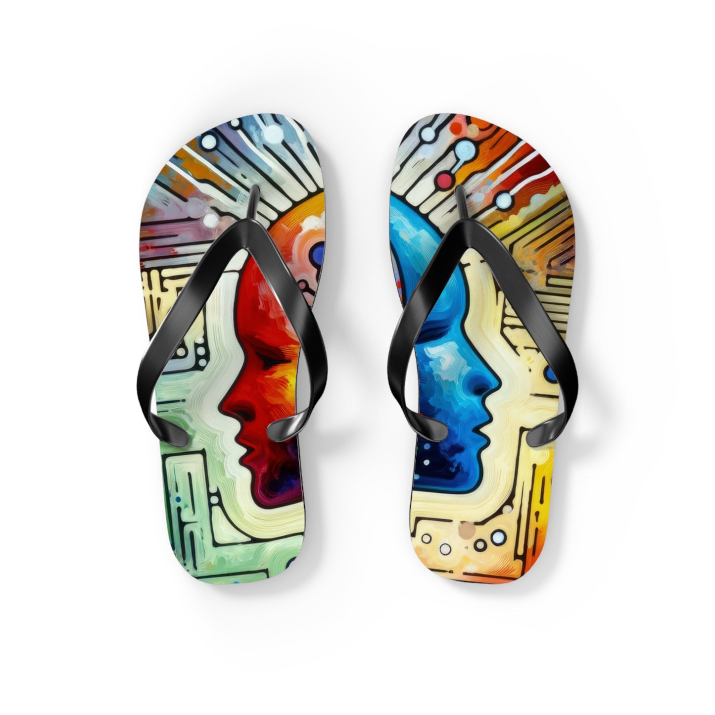 Empathetic Connection Abstract Flip Flops