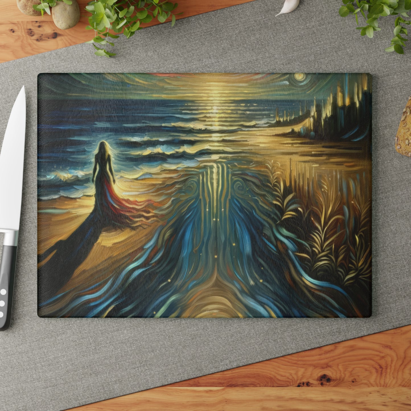 Solitary Evening Departure Glass Cutting Board