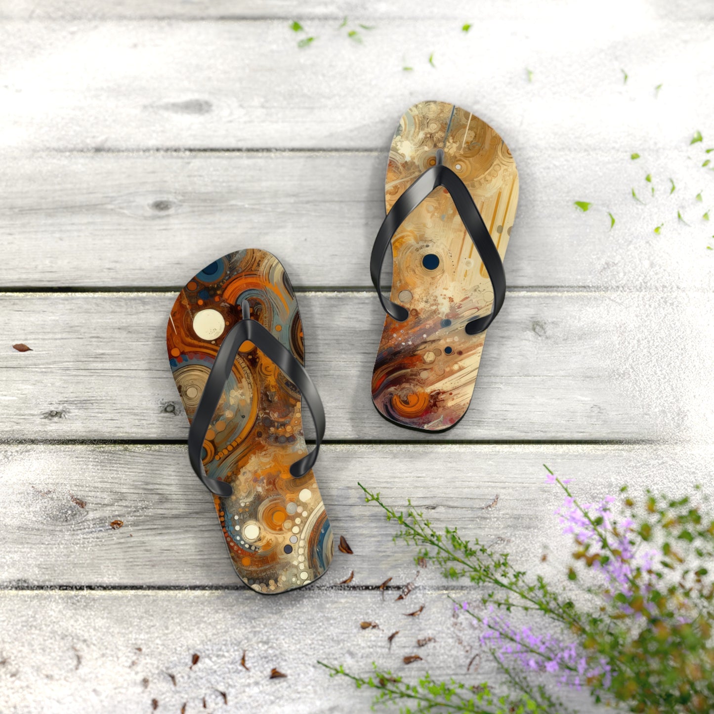 Dynamic Cultural Mosaic Flip Flops
