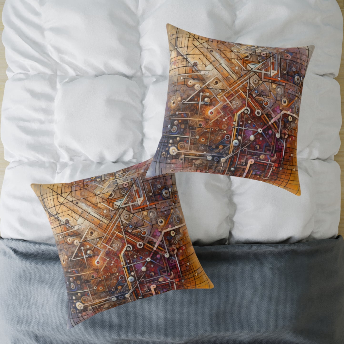 Abstract Structural Complexity Spun Polyester Pillow
