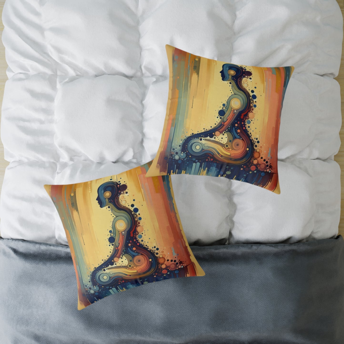 Patience Essence Tachism Spun Polyester Pillow