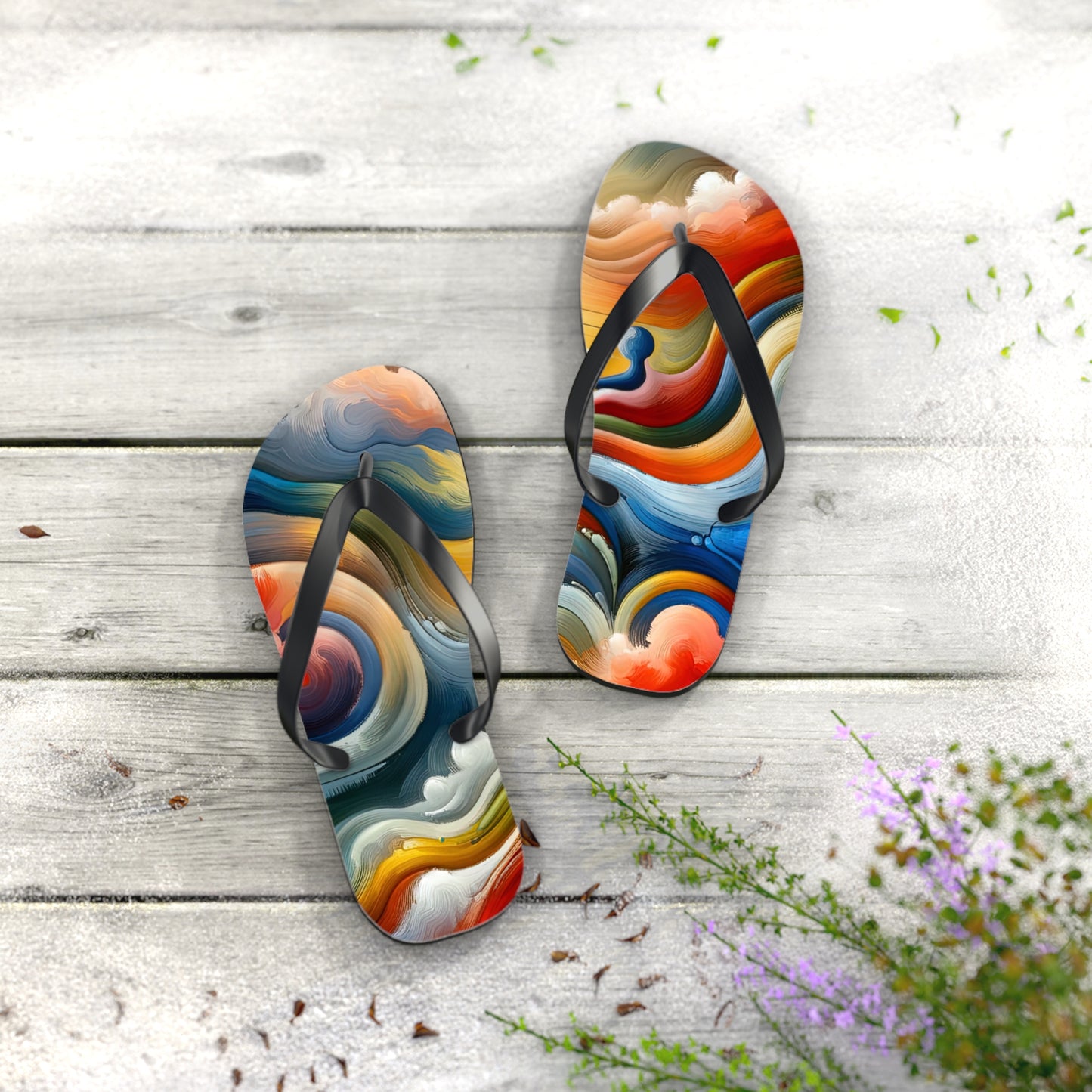 Empathetic Lifeline Abstract Flip Flops