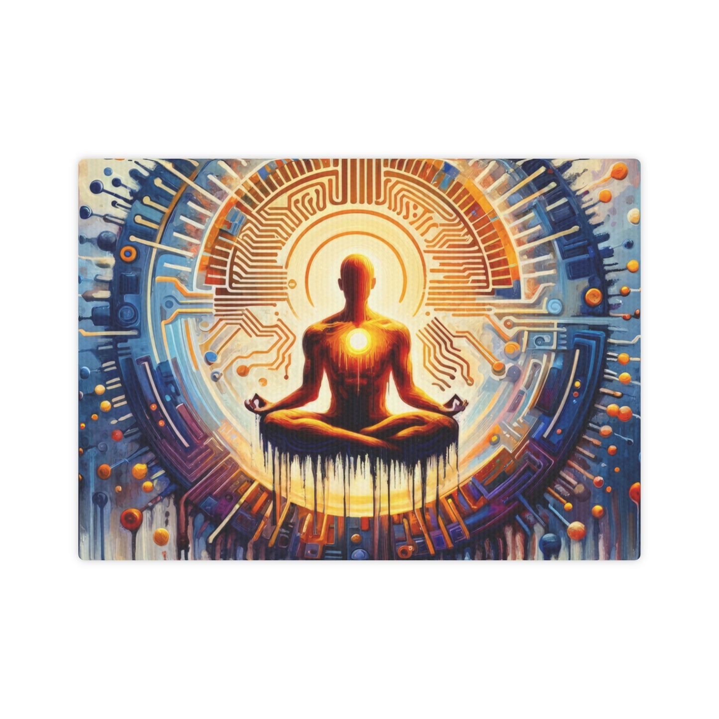 Meditative Technological Fusion Canvas Photo Tile