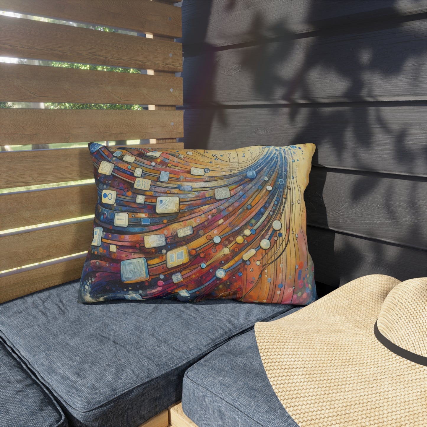 Digital Tapestry Weaving Outdoor Pillows