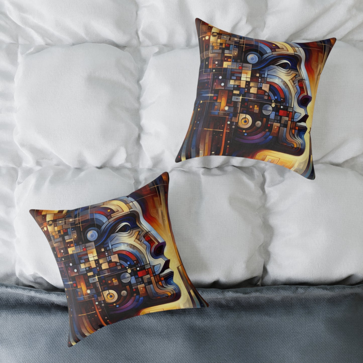 Reflective Tachism Shield Spun Polyester Pillow