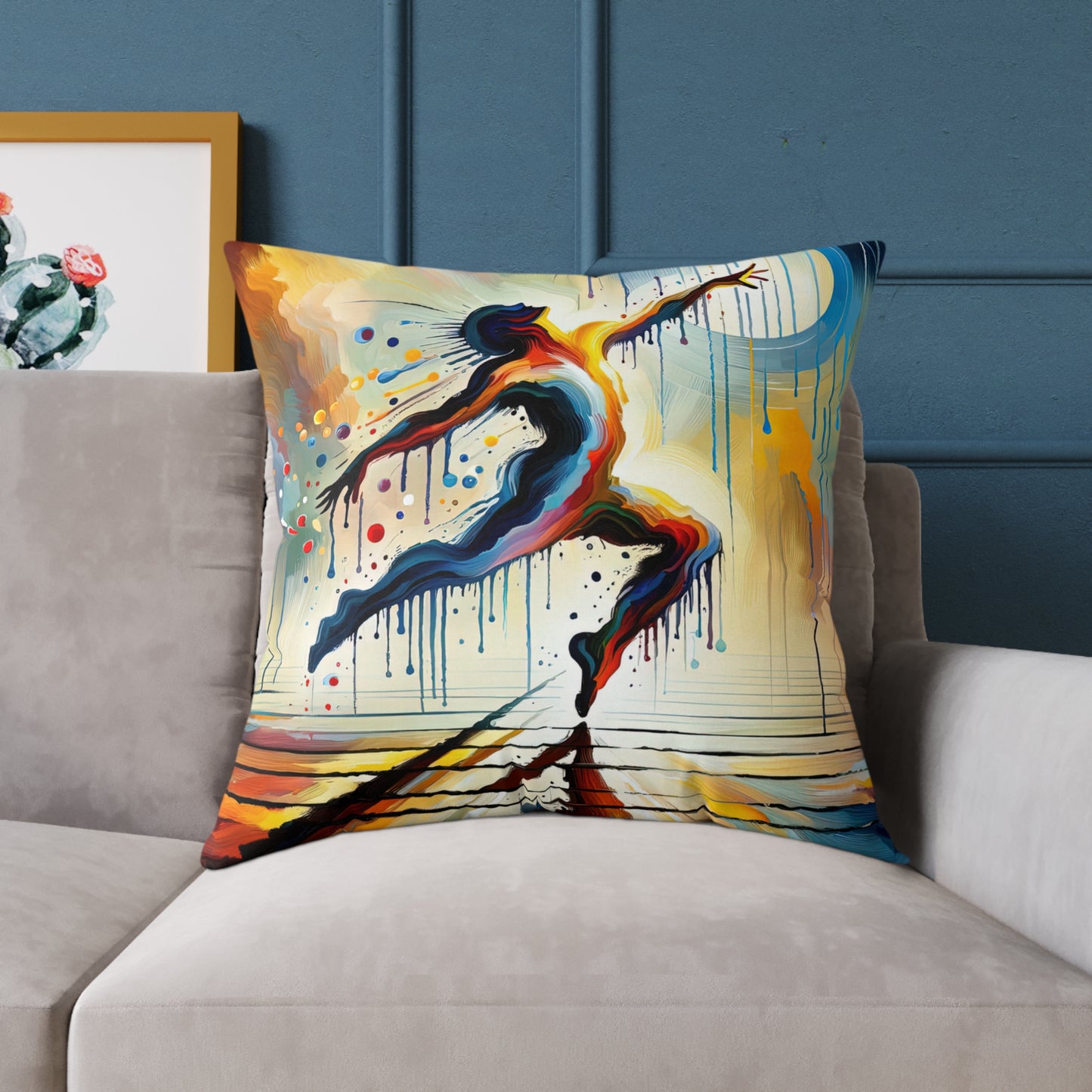 Expressive Dance Reflection Spun Polyester Pillow