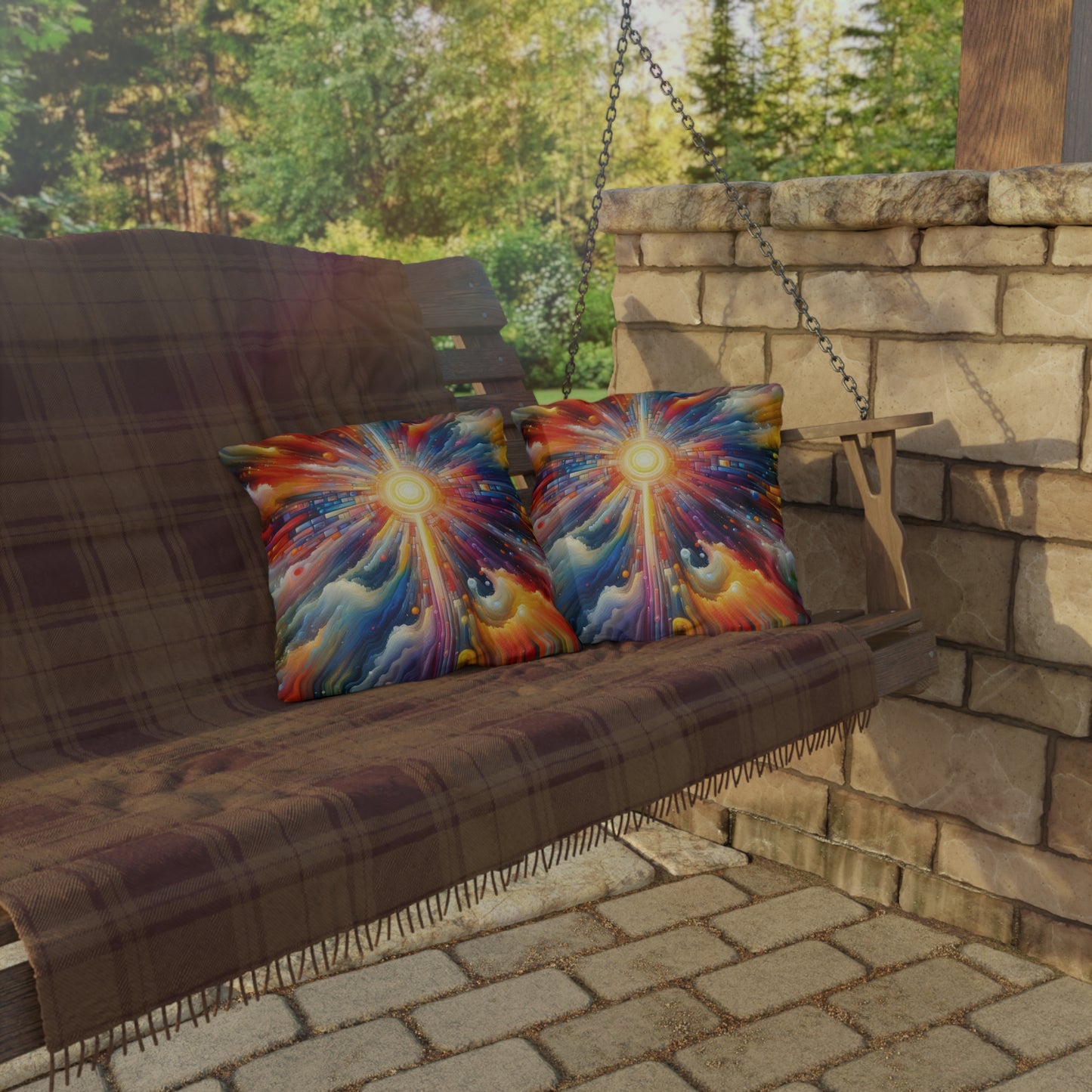 Kaleidoscopic Tachism Breath Outdoor Pillows